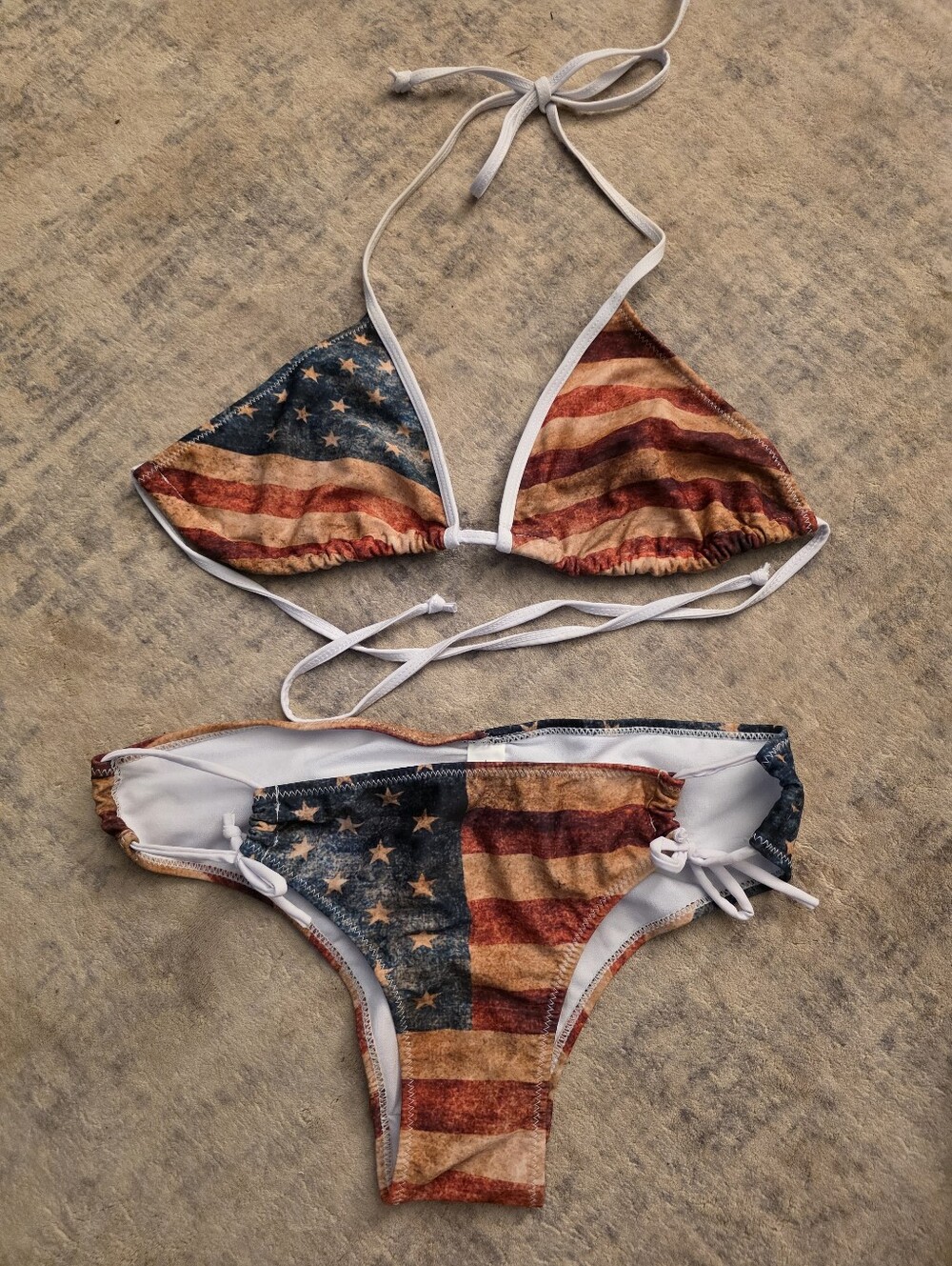American Flag Triangle Bikini Top & Bottom Set - Stars & Stripes